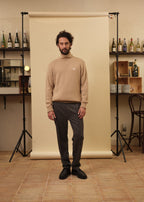 PULL COL ROULÉ BEIGE 100% LAINE