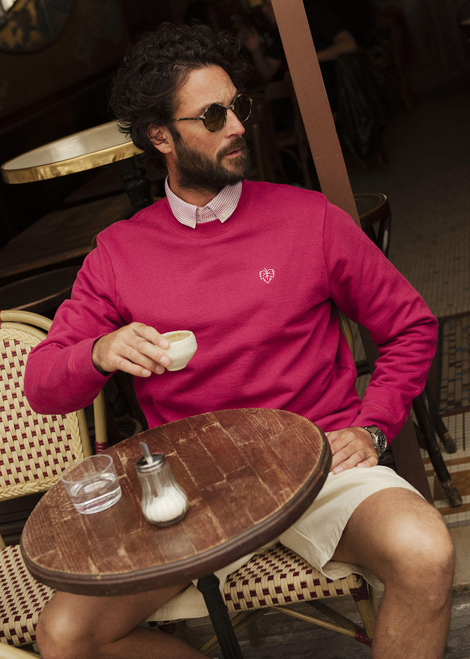 SWEAT VIGNE FRAMBOISE 100% COTON