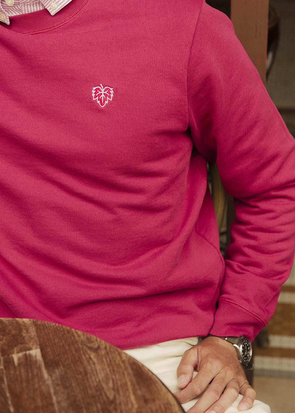 SWEAT VIGNE FRAMBOISE 100% COTON