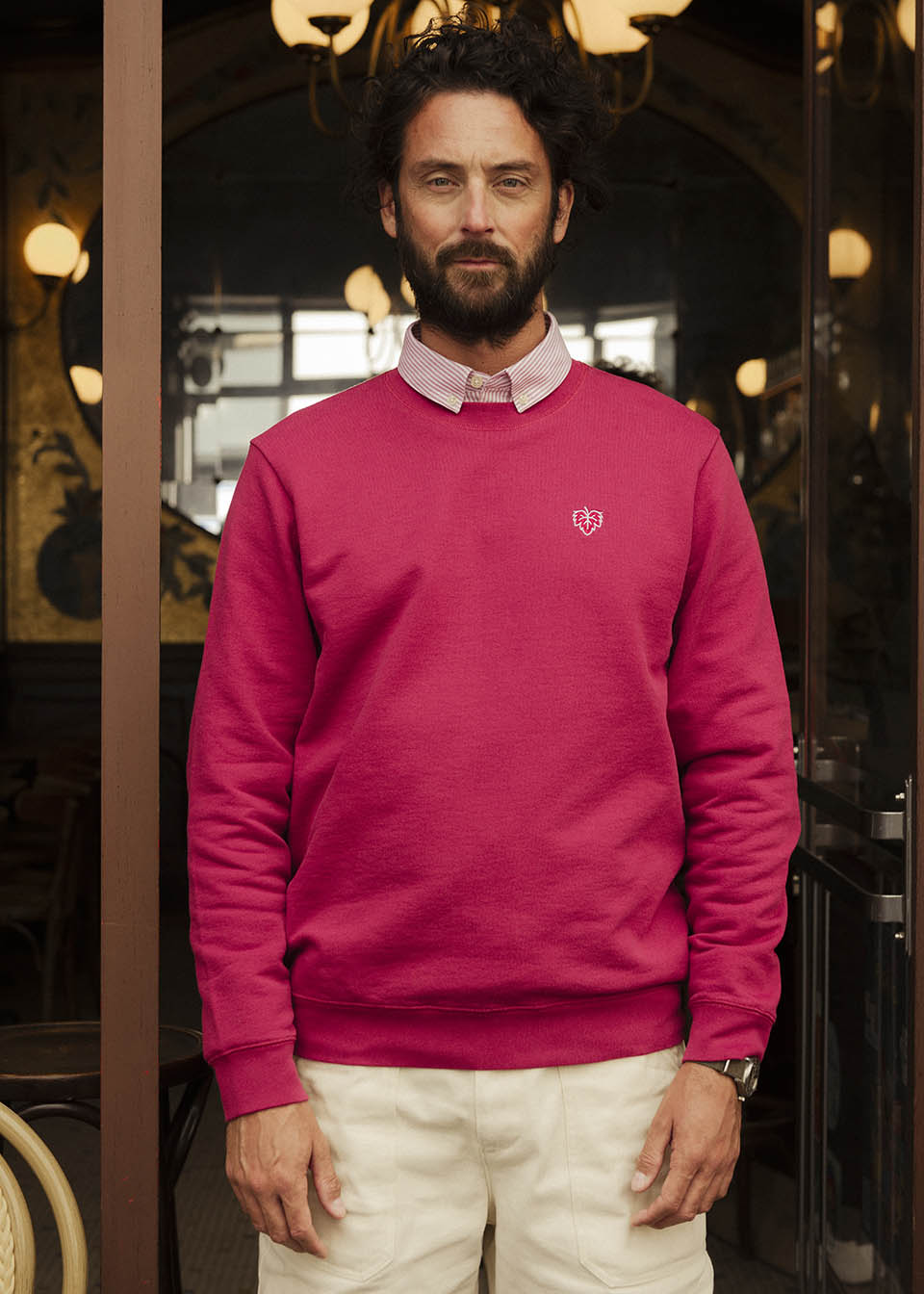 SWEAT VIGNE FRAMBOISE 100% COTON