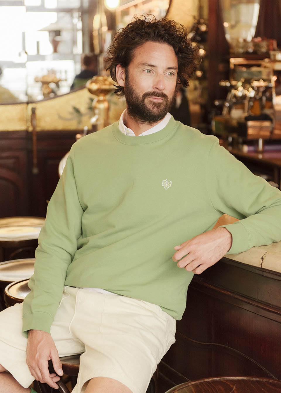SWEAT VIGNE VERT OLIVE 100% COTON