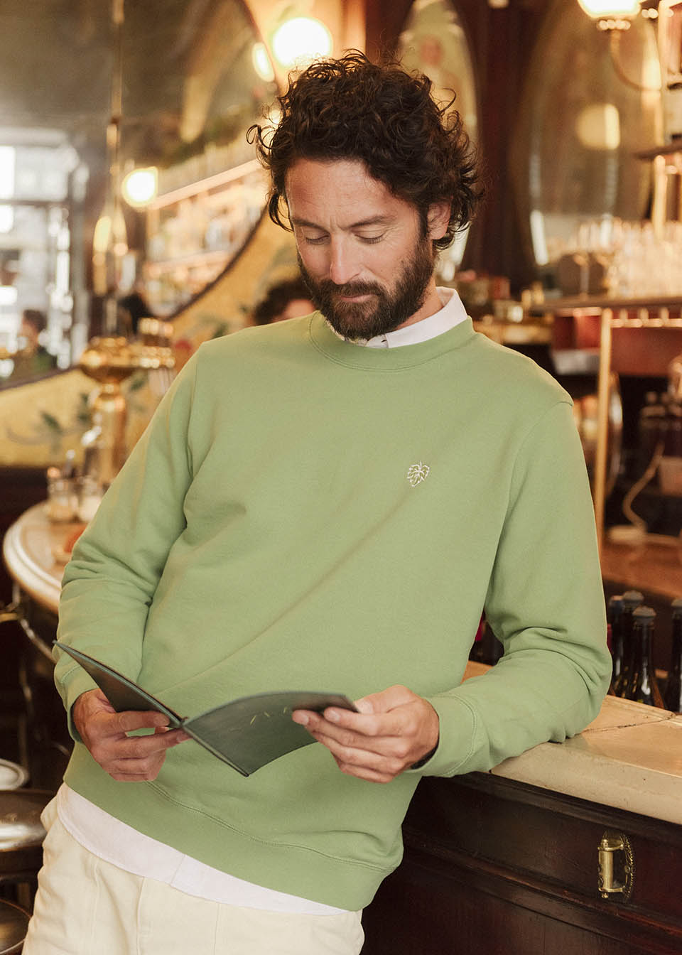 SWEAT VIGNE VERT OLIVE 100% COTON