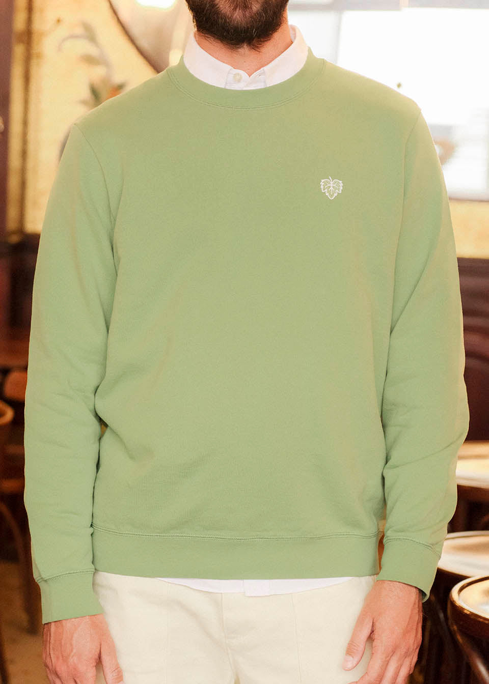 SWEAT VIGNE VERT OLIVE 100% COTON