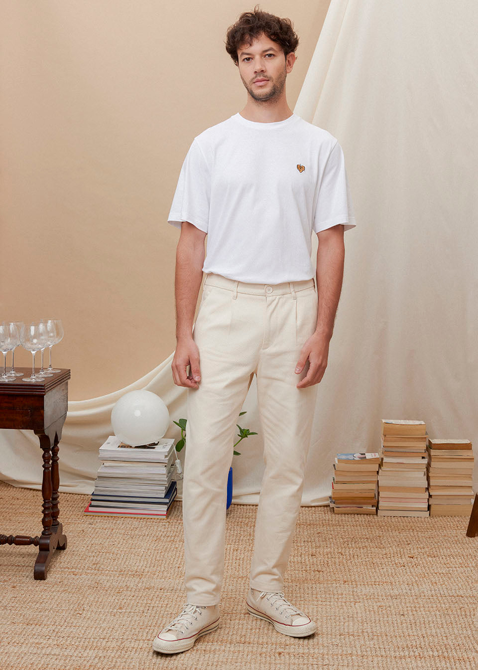 PANTALON TWILL RELAX ECRU 100% COTON