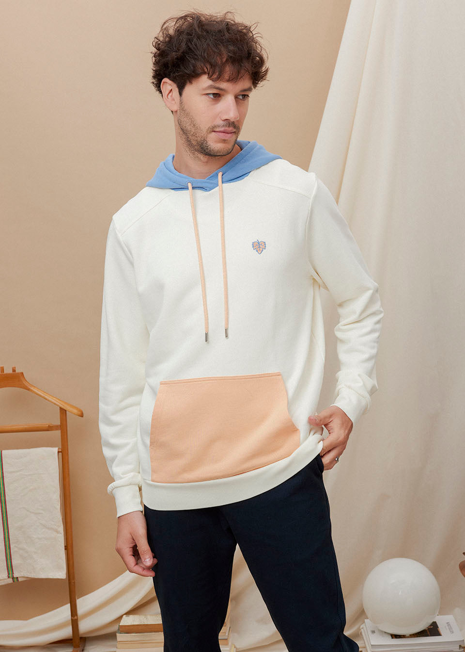 HOODIE ÉCRU MULTICOLORE 100% COTON