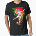 Cool Football Player Graphic Tee - Artistic Soccer Sports Shirt Black