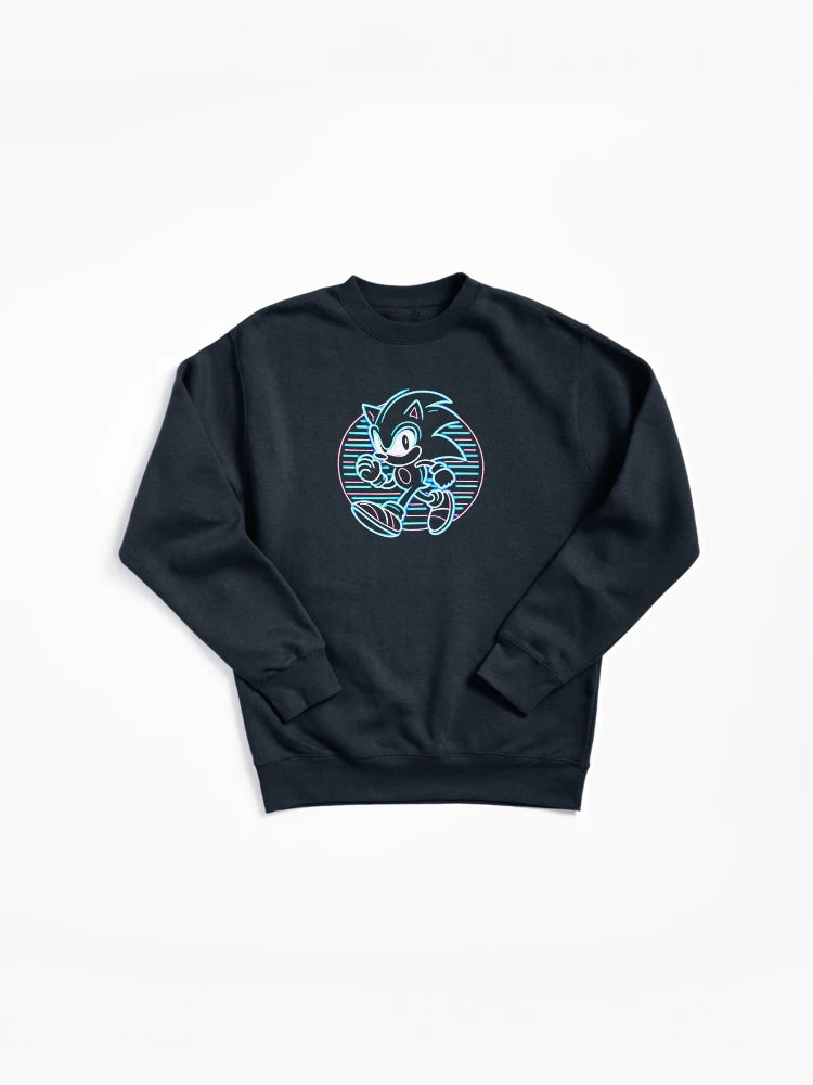 Neon Sonic Electric Design - Vibrant Glow Effect Pullover Hoodie