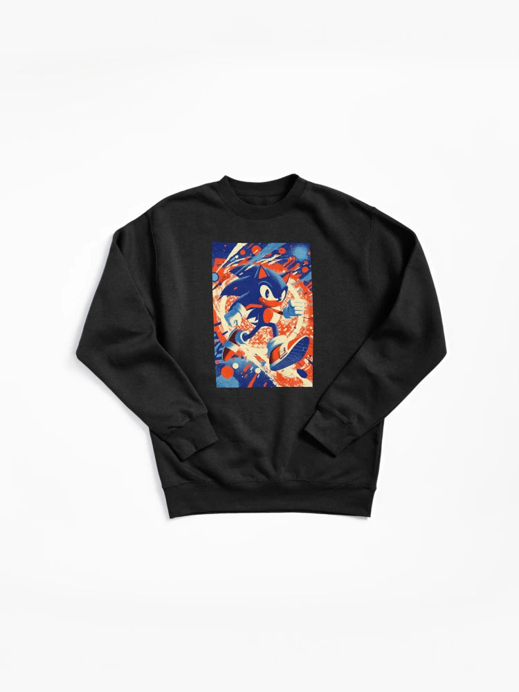 Retro Sonic Groovy Poster - 70s Style Gaming Sweatshirt