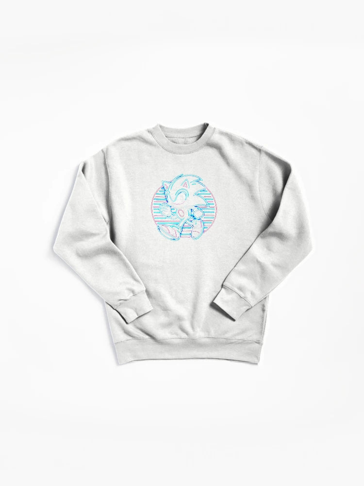 Neon Sonic Electric Design - Vibrant Glow Effect Pullover Hoodie