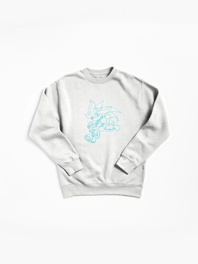 Silver Hedgehog Blue Line - Futuristic Psychic Sweatshirt