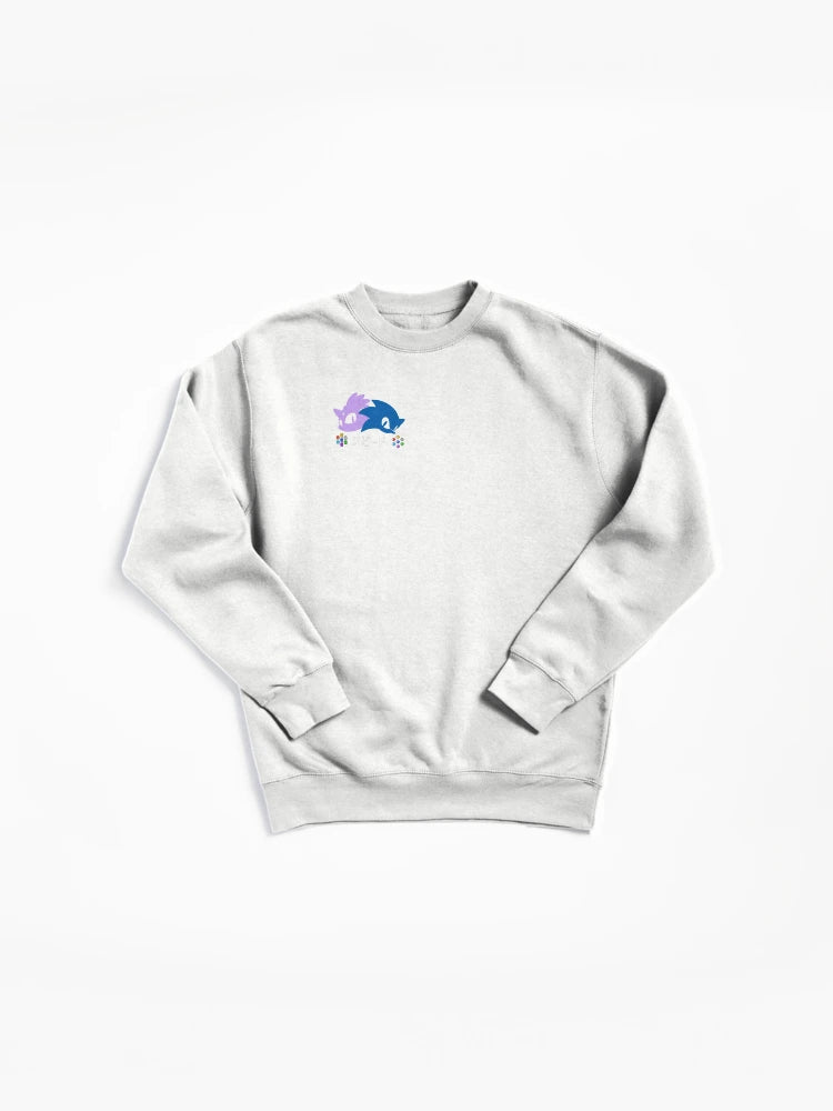 Sonic Rush Minimalist Vector - Clean White Gaming Sweatshirt