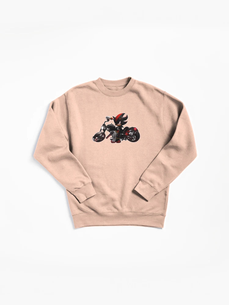 Shadow on Motorcycle Fan Art - Cool Biker Hedgehog Sweatshirt