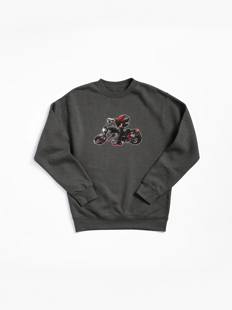 Shadow on Motorcycle Fan Art - Cool Biker Hedgehog Sweatshirt