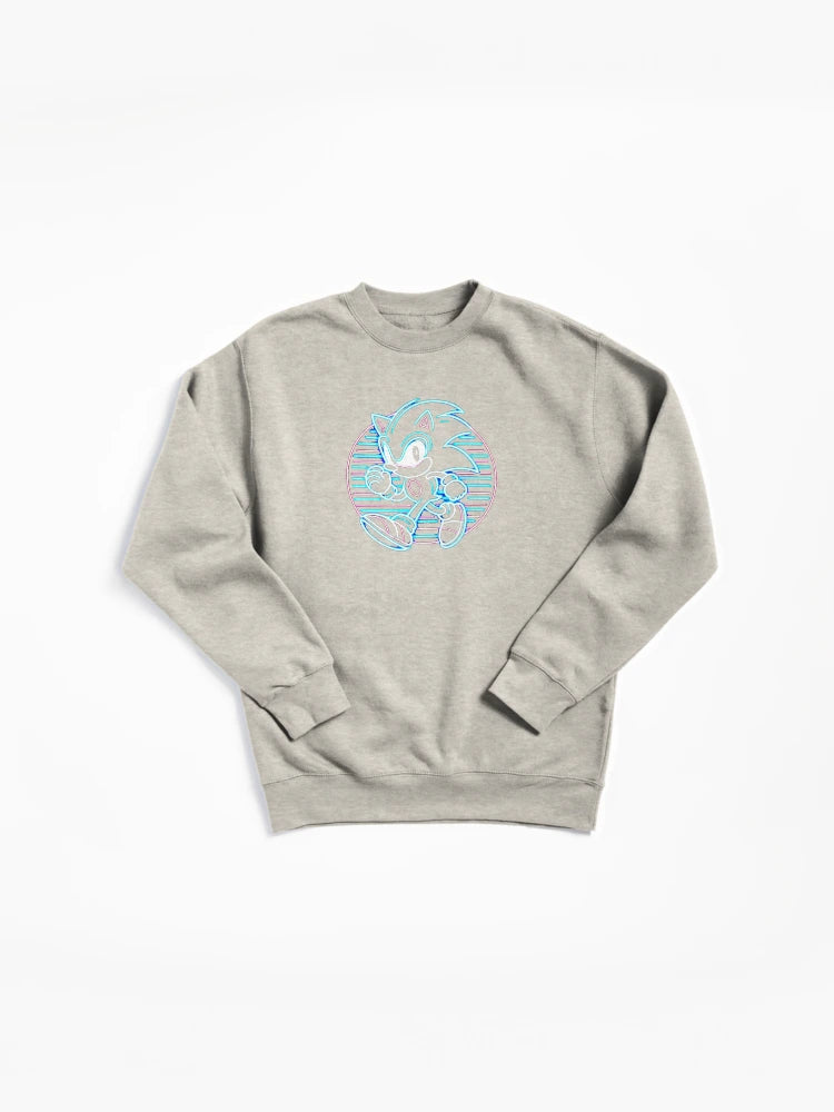 Neon Sonic Electric Design - Vibrant Glow Effect Pullover Hoodie