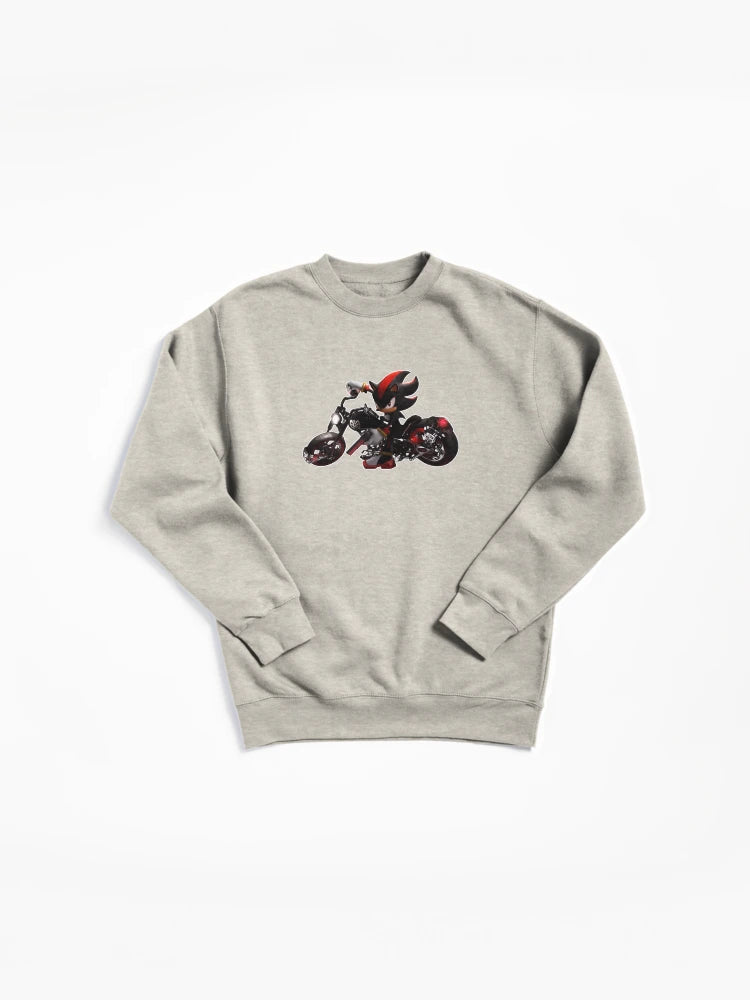 Shadow on Motorcycle Fan Art - Cool Biker Hedgehog Sweatshirt