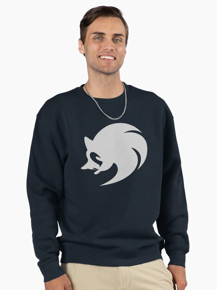 Modern Sonic Icon White - Clean Minimalist Gaming Pullover Dark Blue