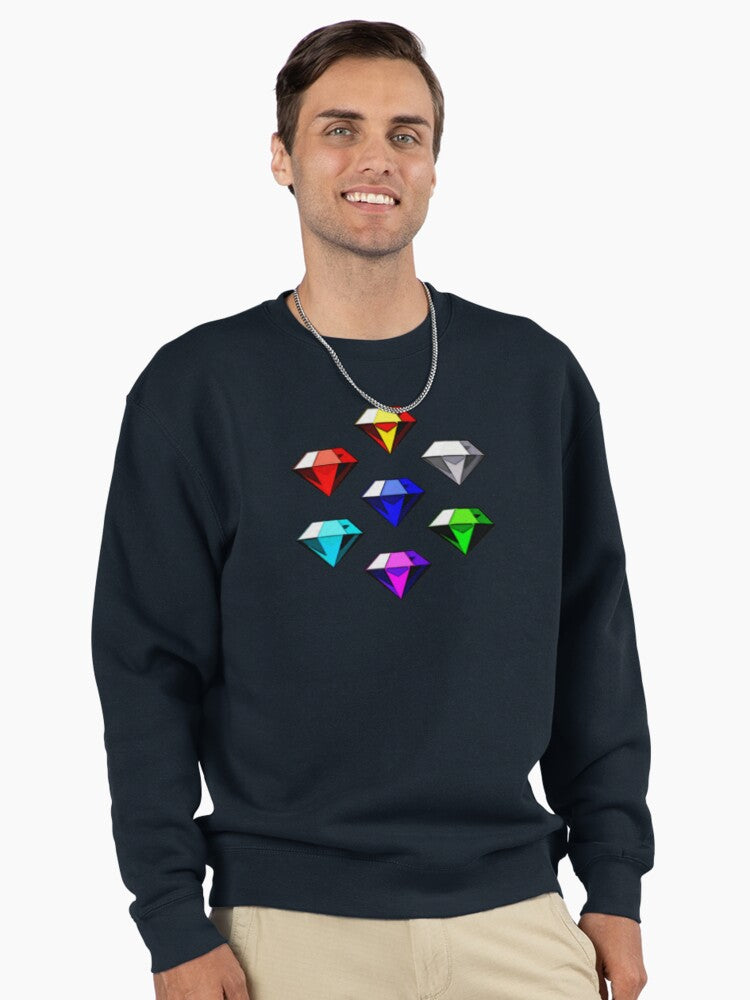Chaos Emeralds Power Symbols - Magic Gem Gaming Sweatshirt Dark Blue