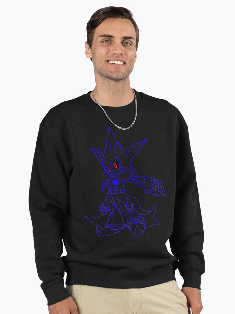 Neo Metal Sonic Lines - Futuristic Robot Style Sweatshirt Black