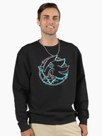 Neon Shadow Glow Hoodie - Vibrant Electric Fan Pullover Black