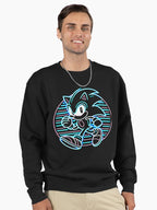 Artistic Sonic Illustration - Unique Character Fan Hoodie Black