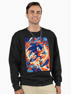 Retro Sonic Groovy Poster - 70s Style Gaming Sweatshirt Black