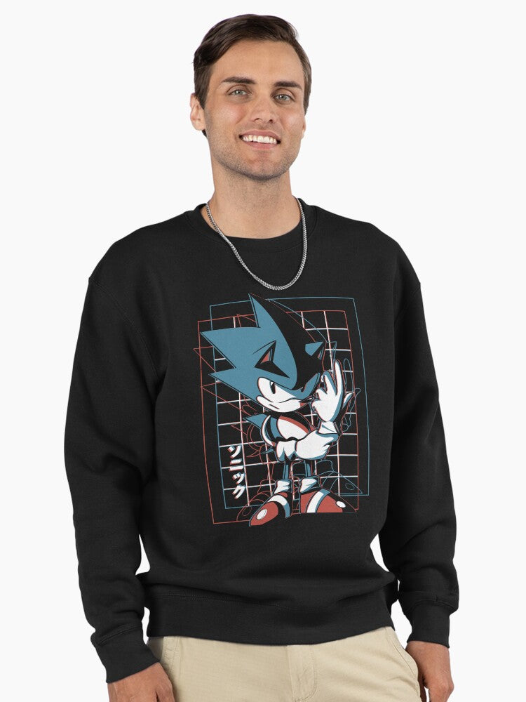 3D Hero Sonic Design - Modern Depth Effect Hoodie Black