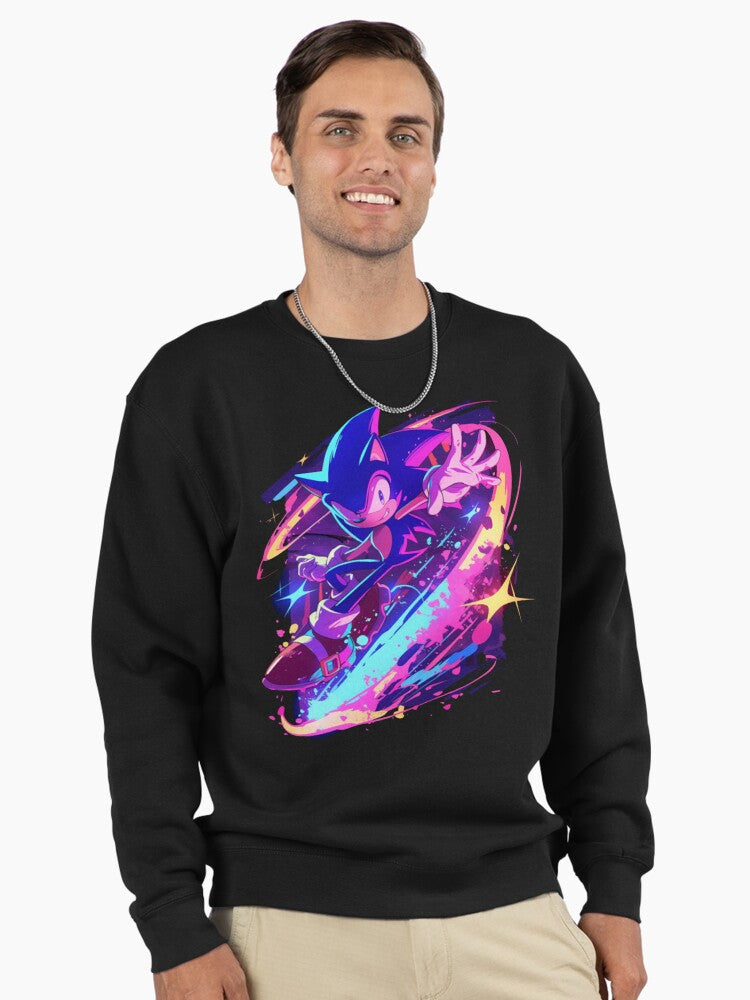Artistic Sonic Hero Art - Creative Graphic Fan Hoodie Black