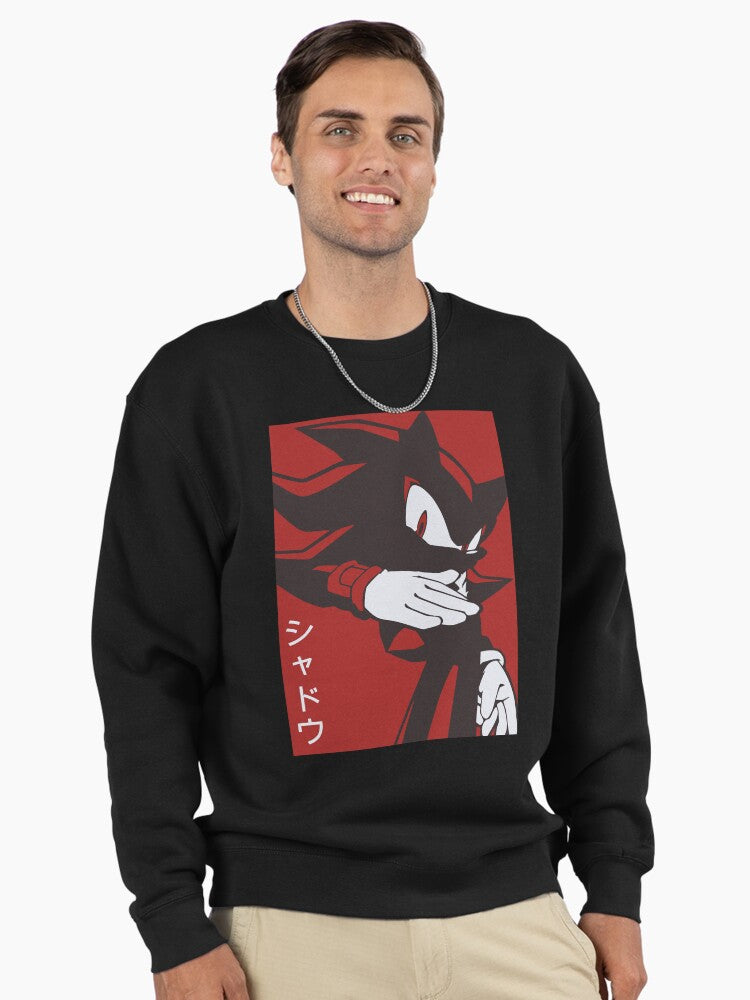 Normal Black Shadow Kanji - Red Background Style Pullover Black