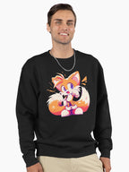 Tails Fox Character Art - Classic Miles Prower Sweatshirt Black