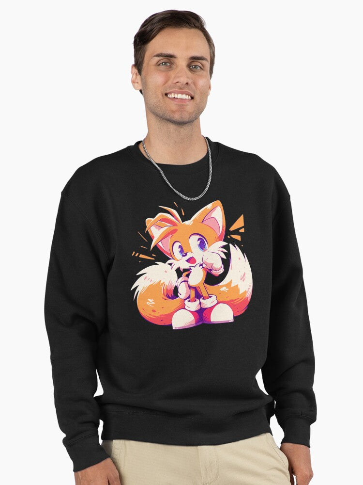 Tails Fox Character Art - Classic Miles Prower Sweatshirt Black
