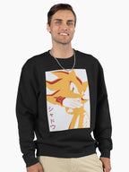 Super Golden Shadow Kanji - Japanese Manga Style Pullover Black