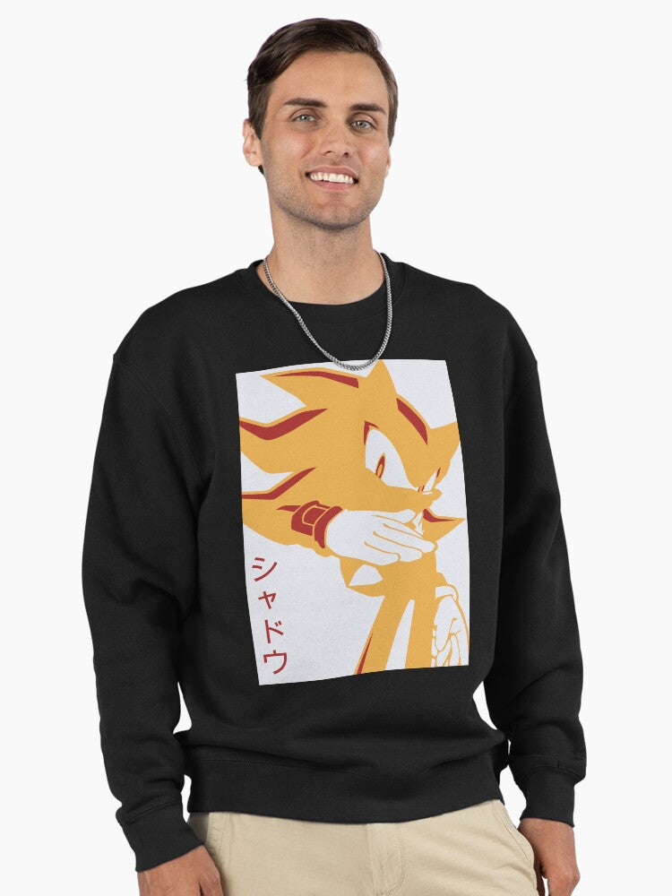 Super Golden Shadow Kanji - Japanese Manga Style Pullover Black
