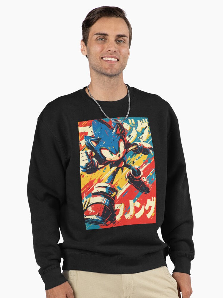 Sonic Fast Track Design - Racing Style Gaming Hoodie Black