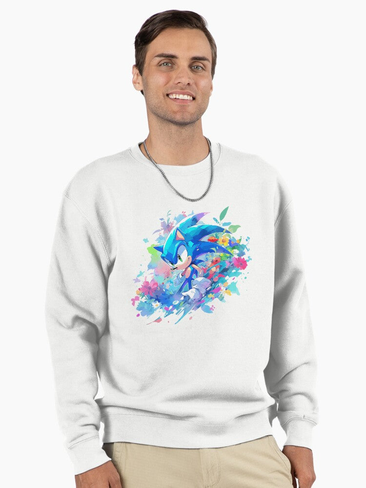 Sonic Character Streetwear - Casual Cartoon Pullover Sweatshirt White