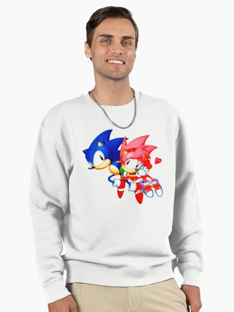 Sonic and Amy Rose - Classic Gaming Couple Hoodie White