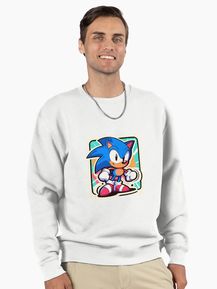 Sonic Cartoon Style Hoodie - Bright Animated Fan Pullover White