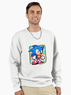Sonic Cartoon Style Hoodie - Bright Animated Fan Pullover White