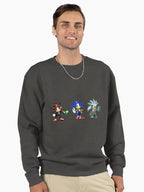 Sonic Shadow Silver Pixel - 8-Bit Team Fan Hoodie Charcoal Heather