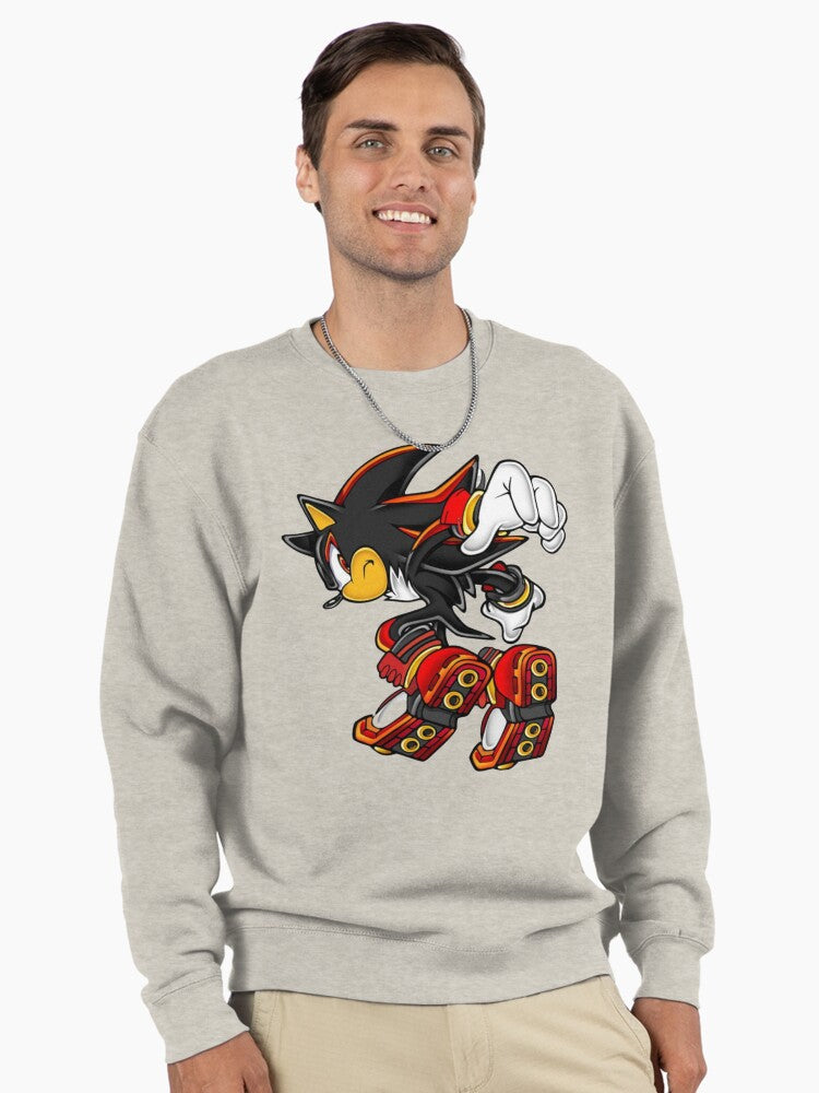 Ultimate Shadow the Hedgehog Merch - Dark Hero Graphic Sweatshirt Oatmeal Heather