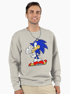 Sonic Essential Logo Hoodie - Classic Character Sweatshirt Oatmeal Heather