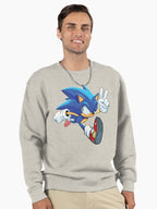 Sonic Speedster Hoodie - Classic Blue Character Pullover Oatmeal Heather