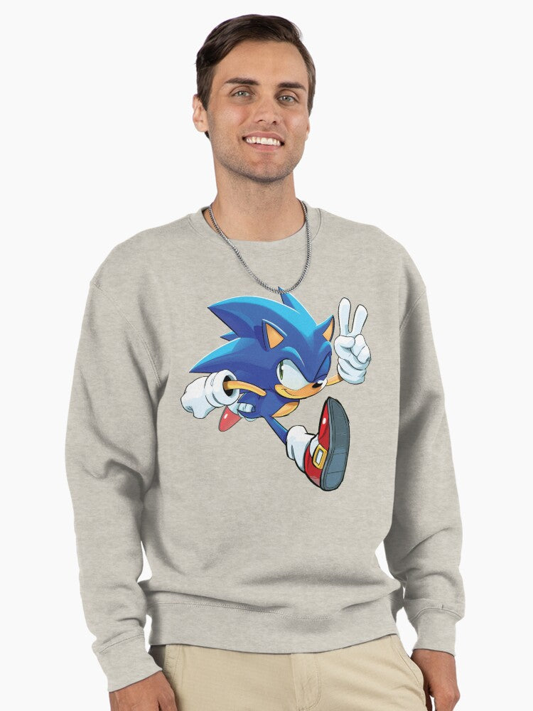 Sonic Speedster Hoodie - Classic Blue Character Pullover Oatmeal Heather