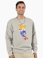 Sonic and Tails Heroic - Classic Partnership Sweatshirt Oatmeal Heather