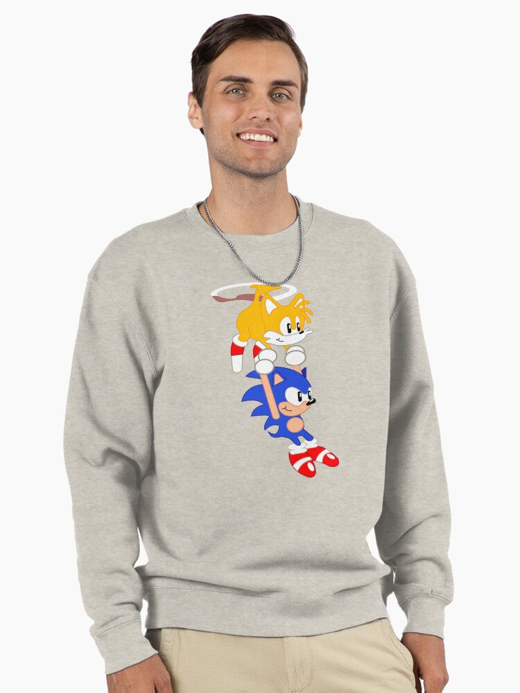 Sonic and Tails Heroic - Classic Partnership Sweatshirt Oatmeal Heather