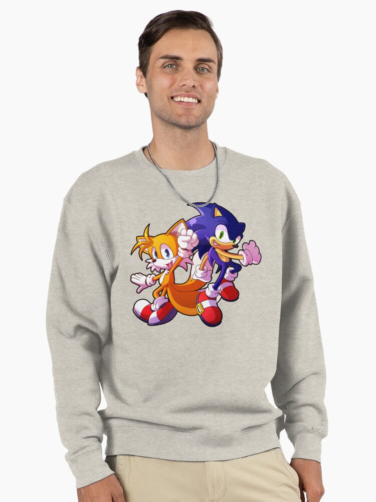 Sonic and Tails Team - Iconic Hero Duo Hoodie Oatmeal Heather