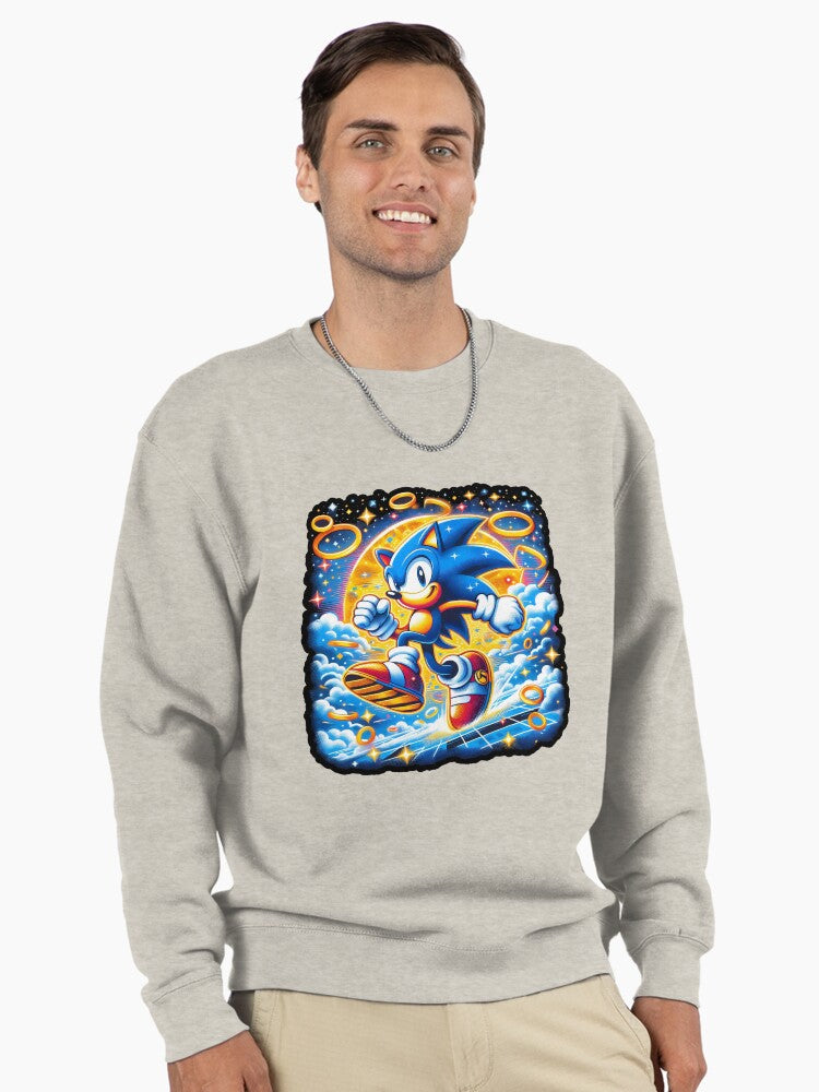 Rings in Clouds Art - Ethereal Sonic Level Sweatshirt Oatmeal Heather