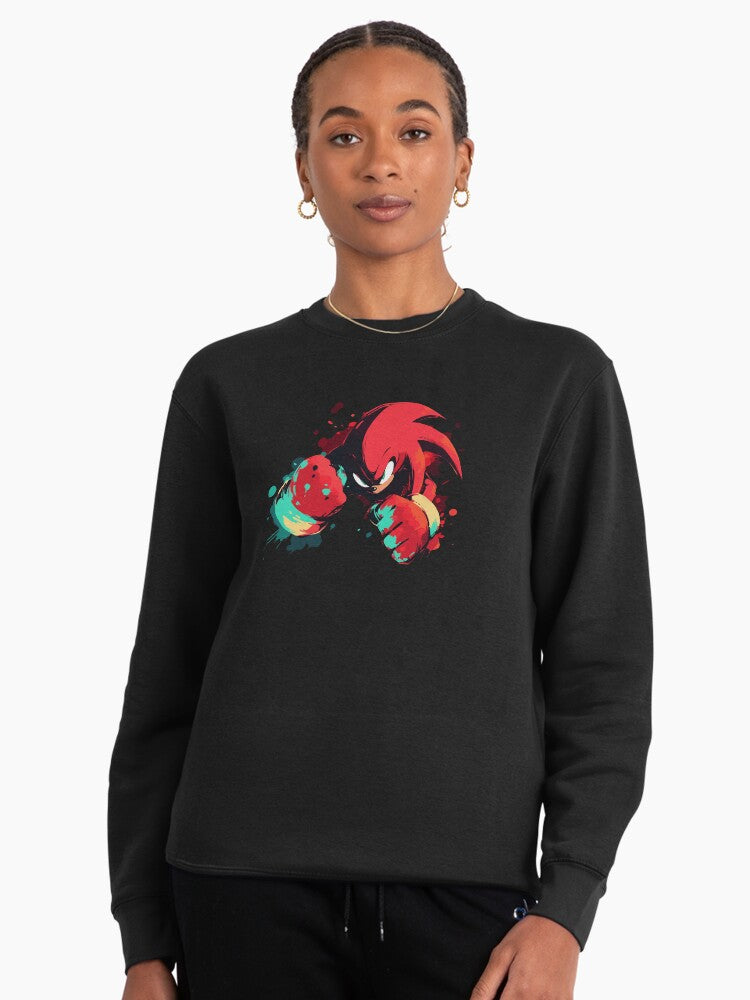 Knuckles the Echidna Red - Bold Warrior Fan Sweatshirt Black