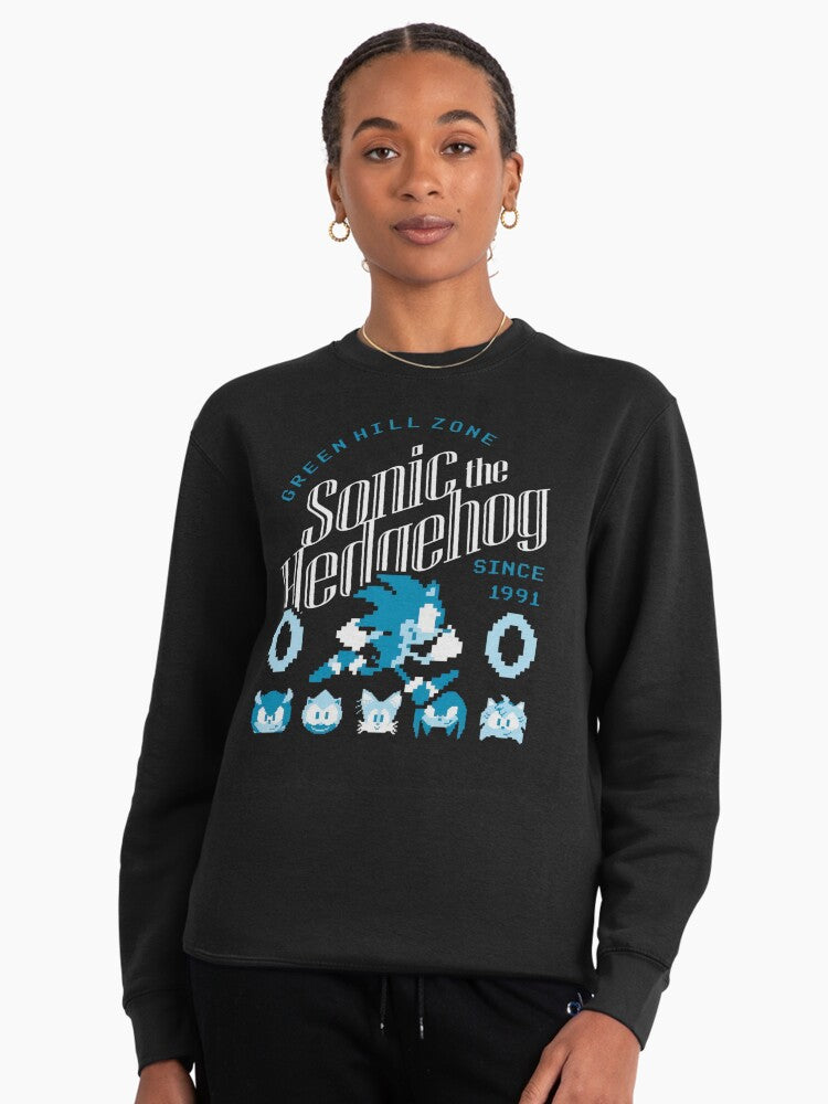 Green Hill Zone Nostalgia - Iconic Level Art Sweatshirt Black
