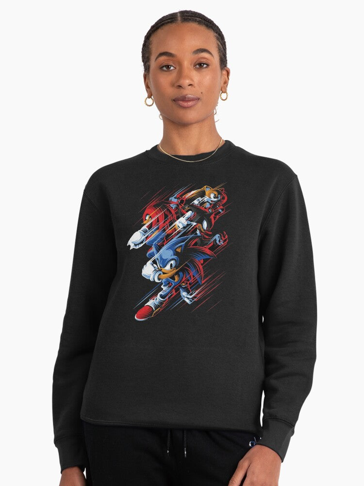 Sonic Creative Illustration - Unique Fan Art Sweatshirt Black