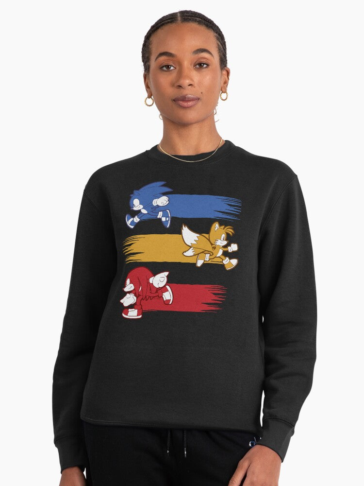 Runners Club Sonic Art - Athletic Style Gaming Sweatshirt Black